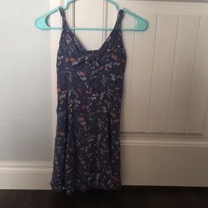 Blue floral button up dress